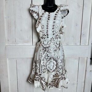 Hello Molly MAKING MOONLIGHT Sequin Mini Cutout Dress White Gold NEW Party Event